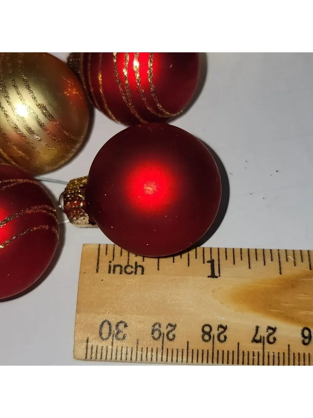 Christopher Radko SHINY BRITE 50 Mini CHRISTMAS ORNAMENTS Red Gold Glitter